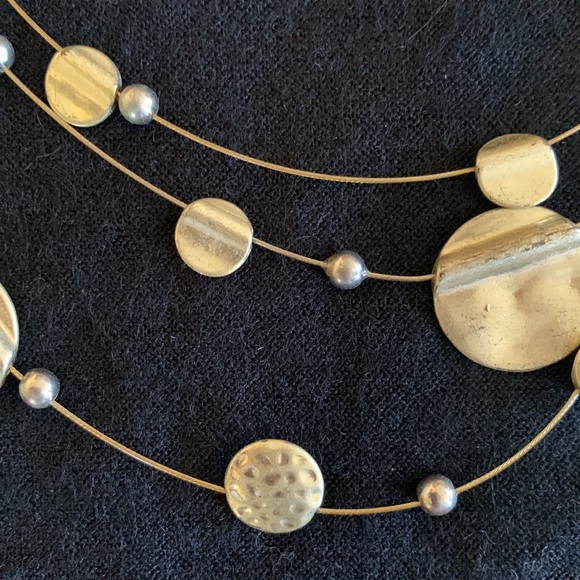 Unique gold color hammered necklace, earring set. Make me an offer. - Picture 5 of 7